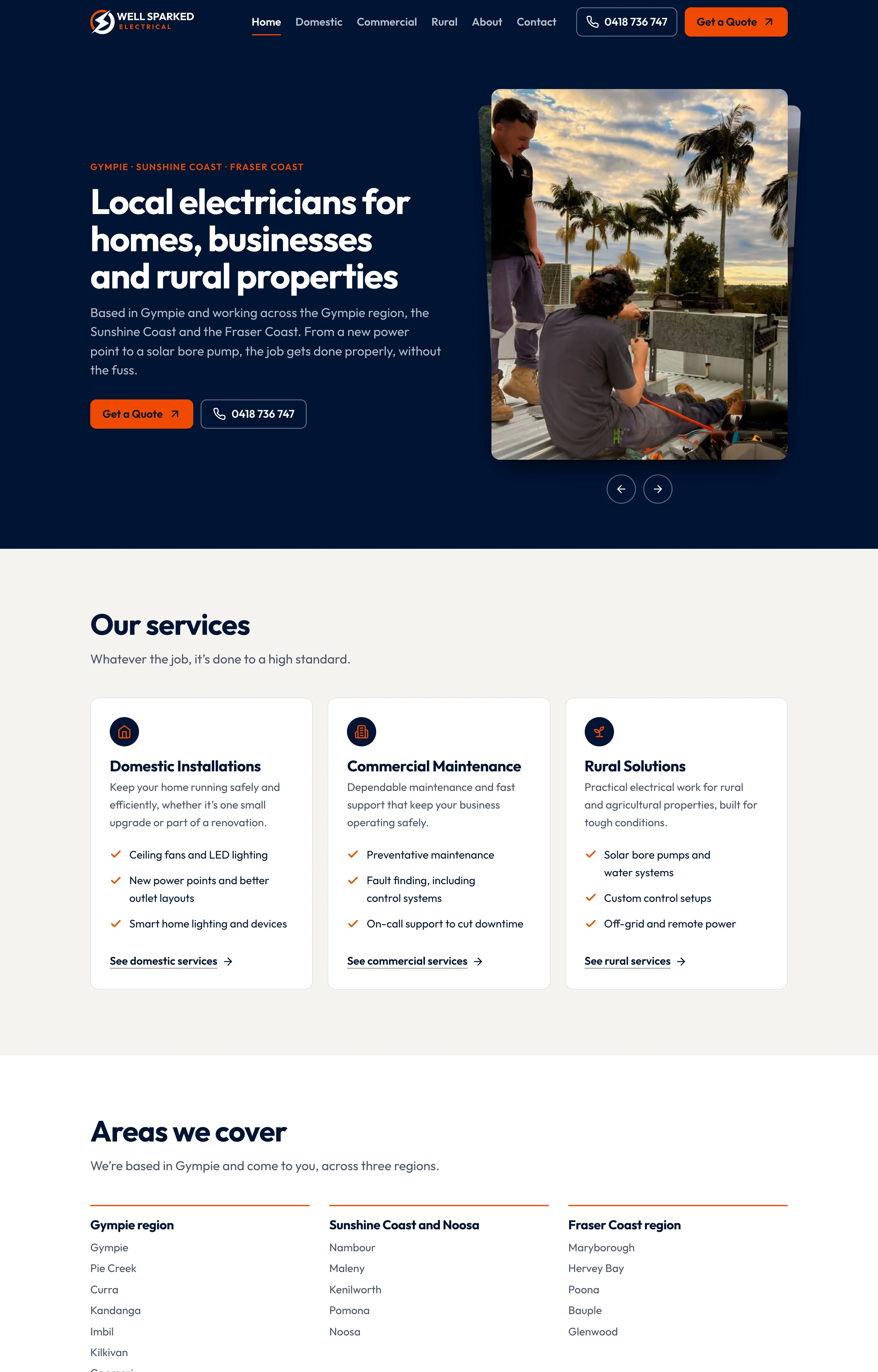 Well Sparked: the home page of wellsparkedelectrical.com.au, as it was on 21 Sept 2026.